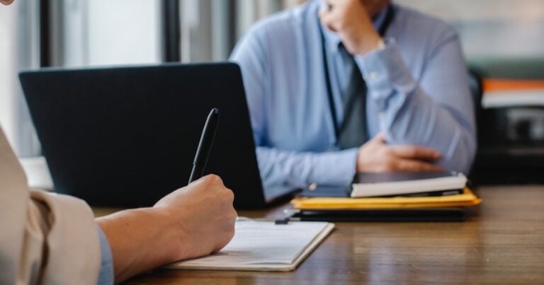 people in an interview